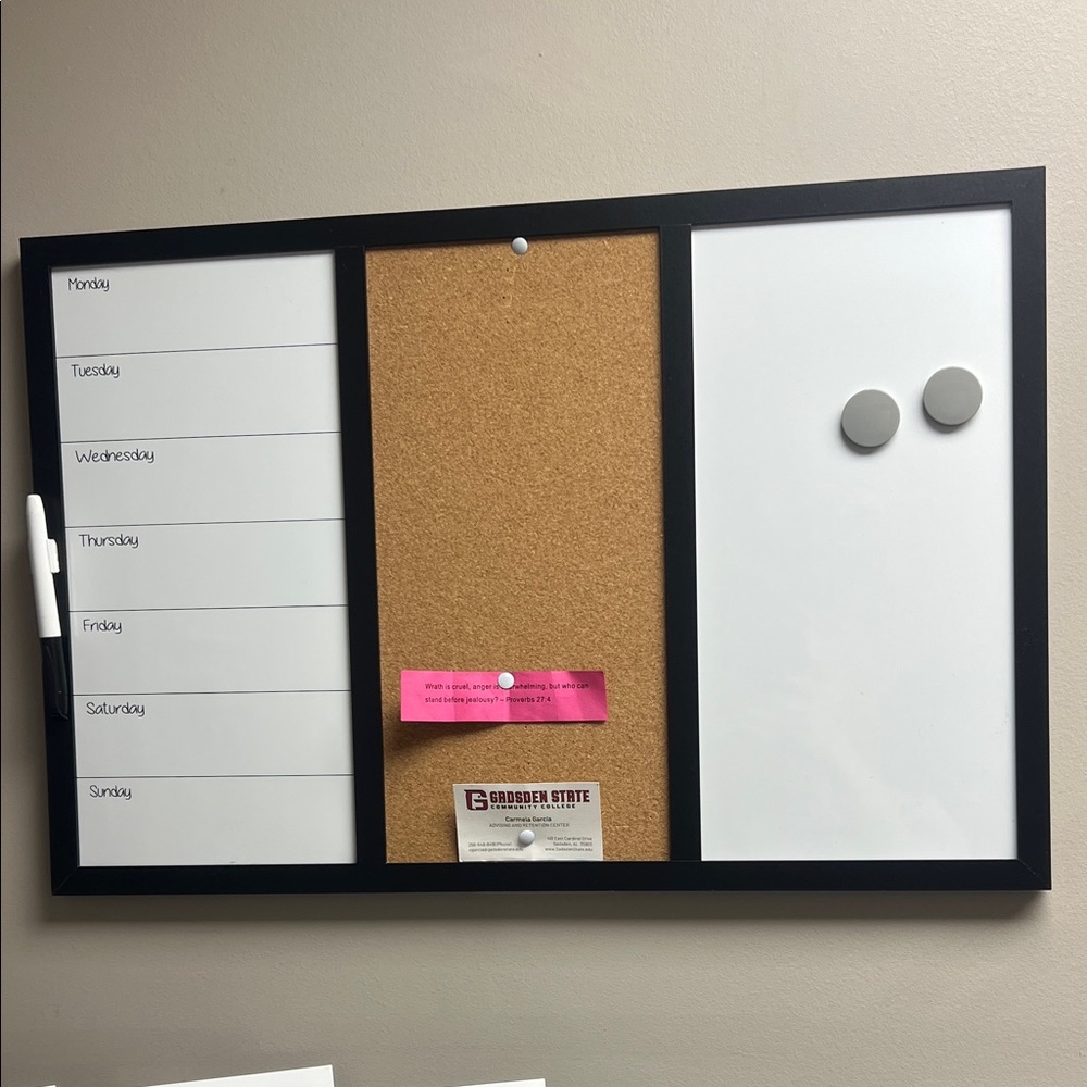Black Framed Weekly Planner and Cork Board Combo